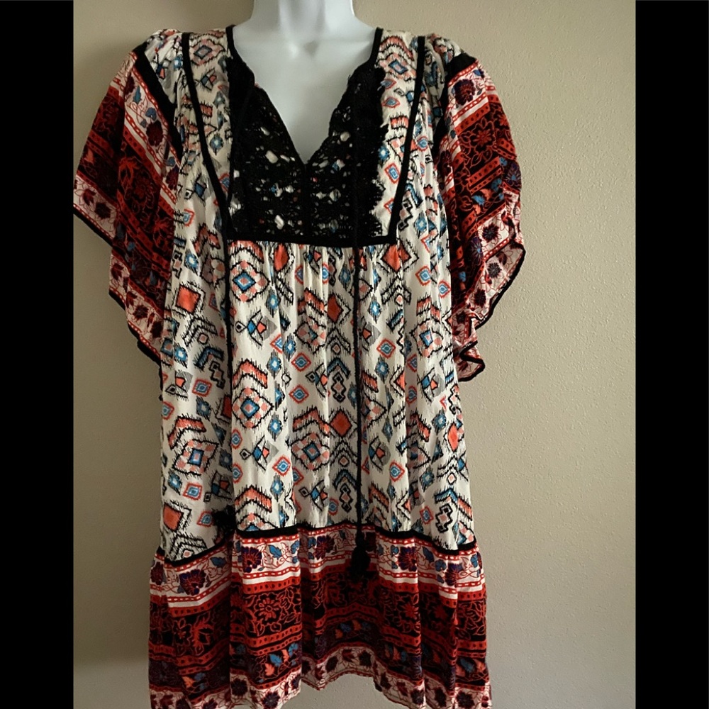 Boho crochet front shirt
